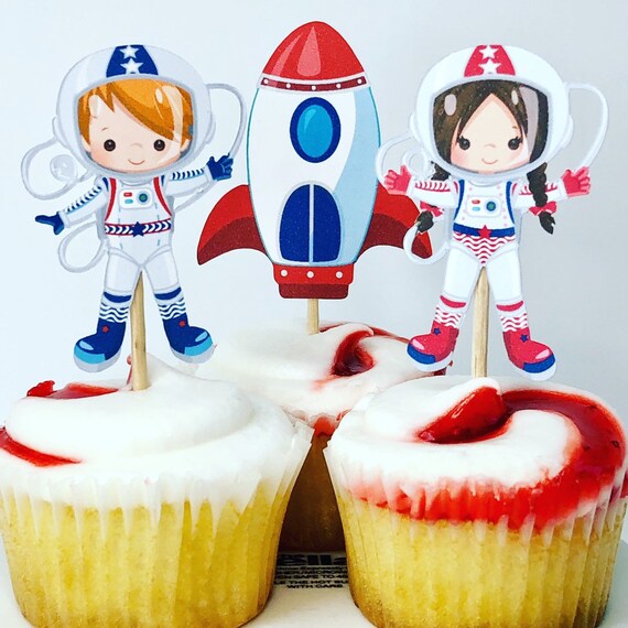 Astronaut Cupcake Toppers/space Cupcake Toppers/out of This Etsy