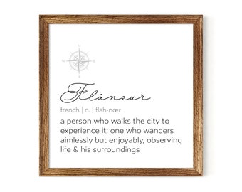 Flaneur; Observing Life, Printable Travel Words and Definitions