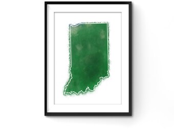 State of Indiana Artistic Topographical Map Printable Artwork Poster.