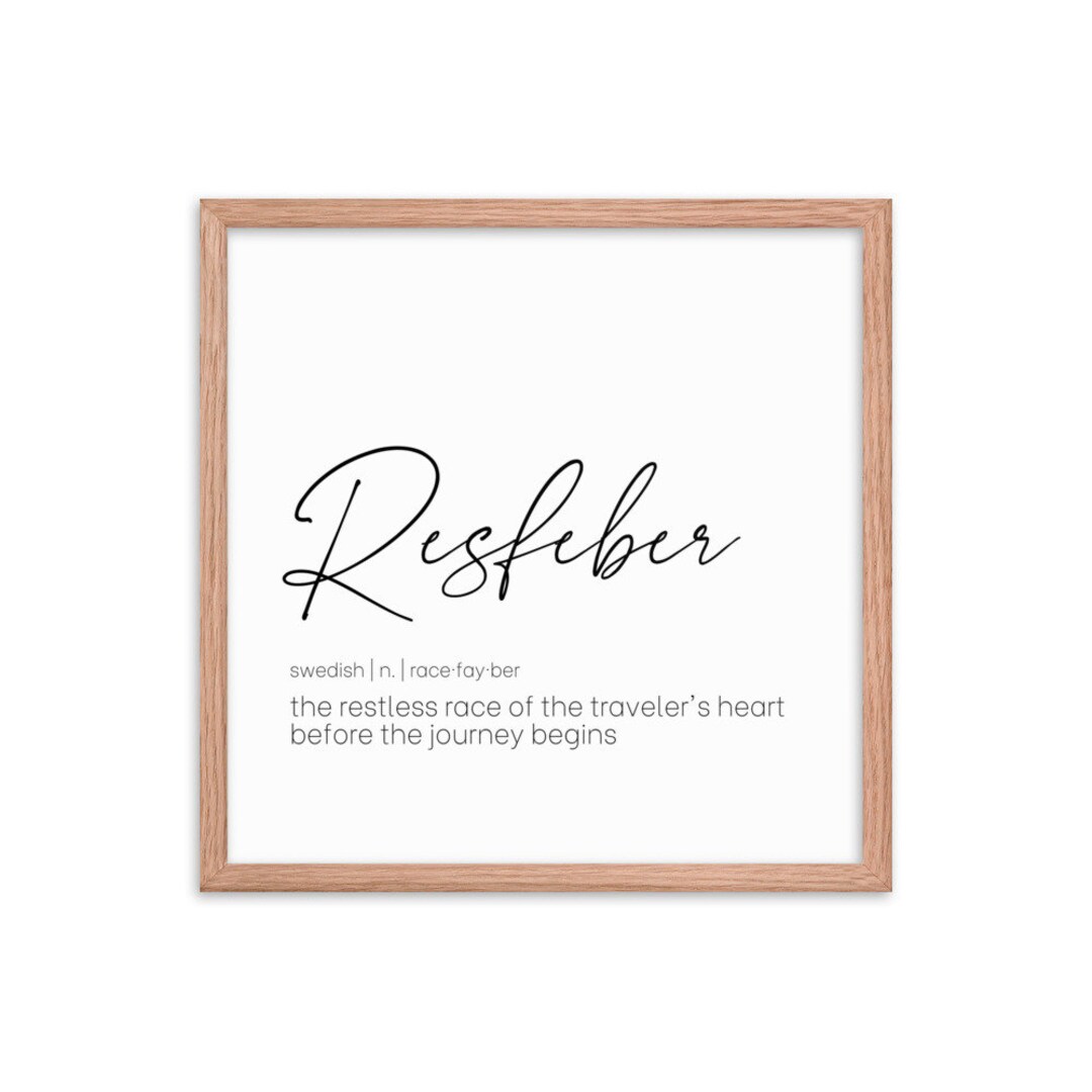 Resfeber Printable Wall Art Travel Word and Definition Etsy