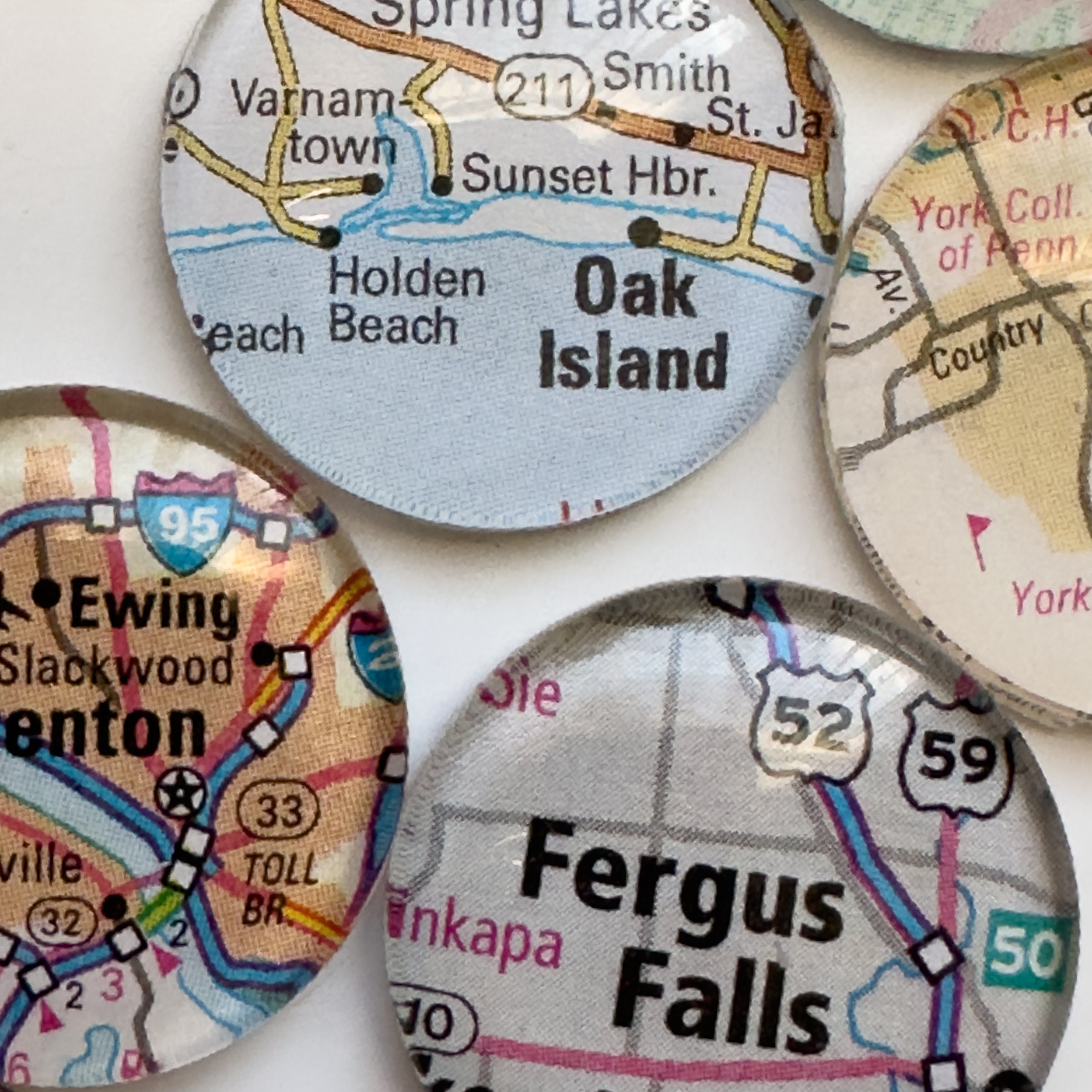 Personalized Cities Upcycled US Map Set of 3, Travel