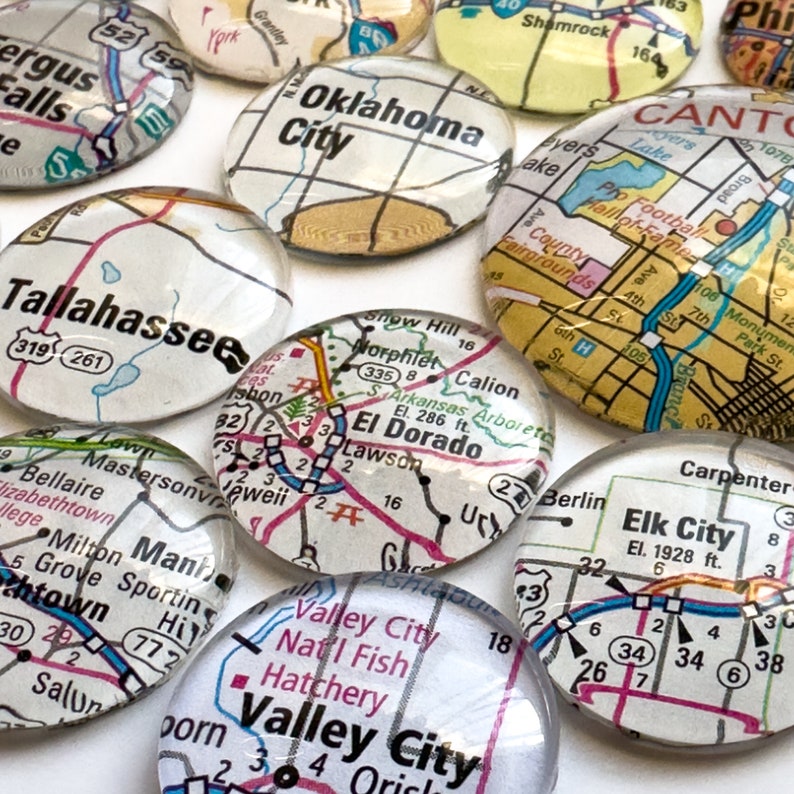 Personalized Cities Upcycled US Map Set of 3, Travel