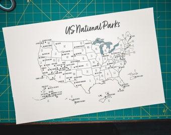 DIY US National Parks Push Pin Map, Travel Map, Checklist Map, Personalized Gift, Wanderlust Adventures, Map of United States National Parks