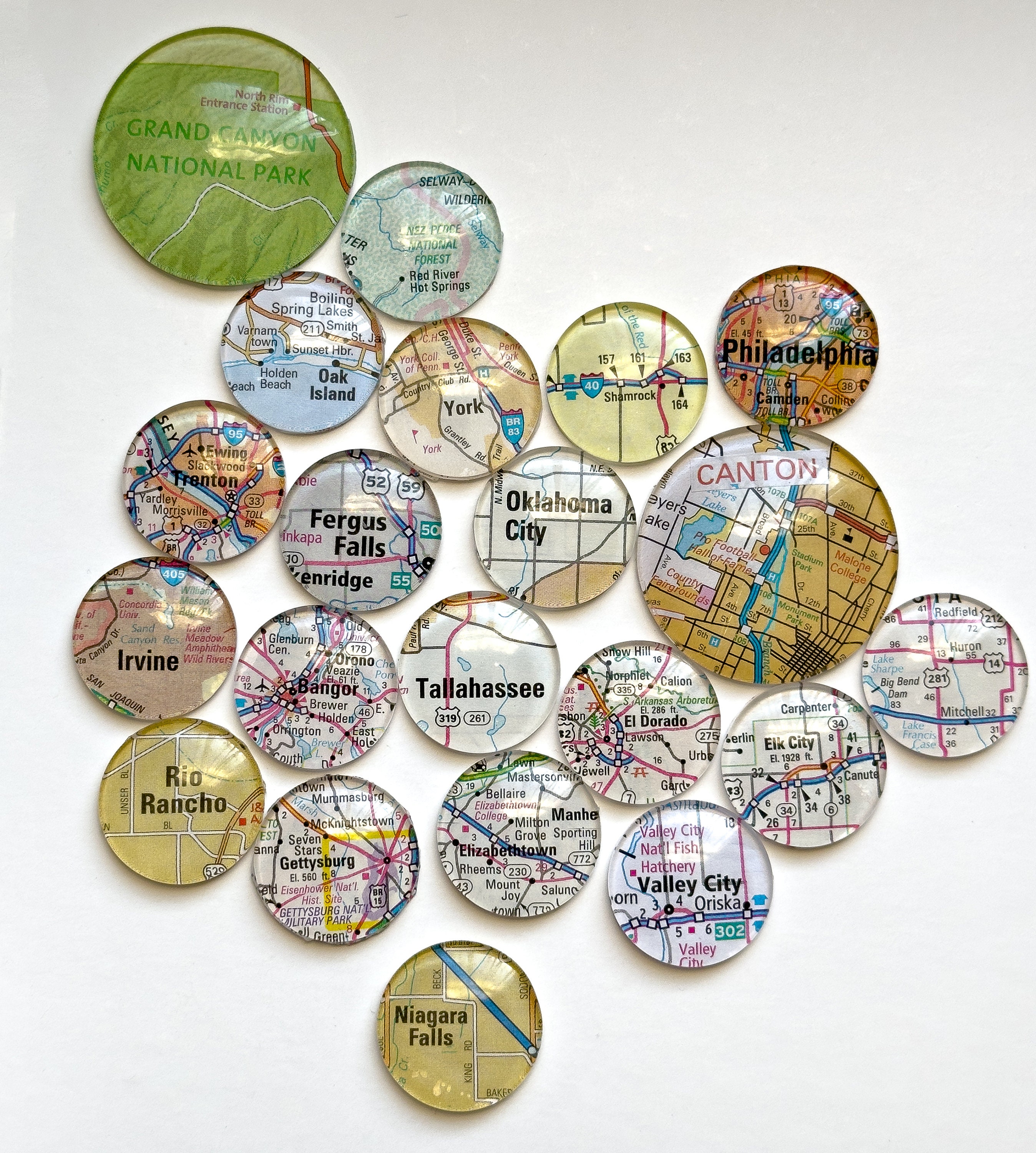 Personalized Cities Upcycled US Map Set of 3, Travel