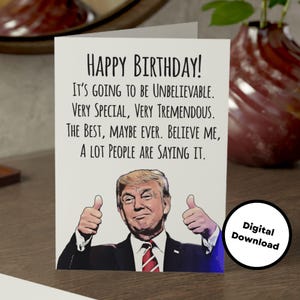 Druckbare lustige Präsident Donald Trump Geburtstagskarte 5 "x 7" Sofortiger digitaler Download bereit zum Drucken