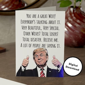 妻、母の日、誕生日、記念日、新米ママ、バレンタインデーに印刷可能な面白いトランプグリーティングカード 5”x7” インスタントデジタルダウンロード