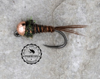 Pheasant Tail Nymph 6 BH Fly Fishing Tungsten Bead Head Flies for Euro Nymphing Trout and Panfish Six Pieces