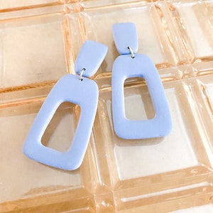 THE LINDSAY in Light Slate Blue/Polymer Clay Earrings/Modern Earrings/Delicate Style/Lightweight/Polymer Clay Earrings/Minimalist/Handmade