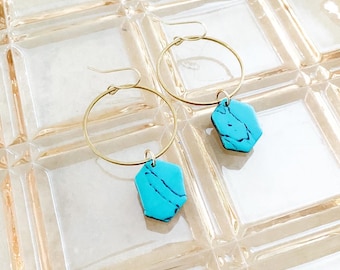 THE ASHTON in Turquoise/Polymer Clay Earrings/Modern Earrings/Delicate Style/Lightweight/Beautiful/Polymer Clay Earrings/Minimalist/Handmade