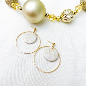 THE SKYE in Golden Pearl/Polymer Clay Earrings/Modern Earrings/Delicate Style/Lightweight/Christmas/Polymer Clay Earrings/Minimalist