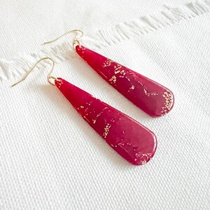 THE EILEEN in Ruby/Polymer Clay/Earrings/Trending/Gifts/Clay Earrings/Handmade/Unique/Gold/Style/Beautiful/Dangle/Drop/Jewelry/Women