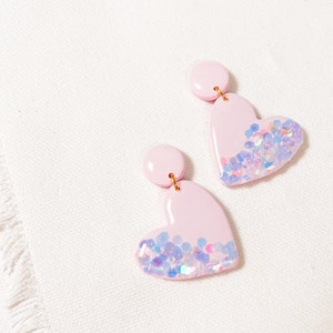 THE BLUSH HEARTS/Polymer Clay/Earrings/Trending/Gifts/Clay Earrings/Handmade/Unique/Gold/Style/Beautiful/Dangle/Drop/Jewelry image 2
