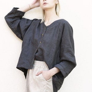 Linen oversized jacket. Women&#39;s Linen blazer. Reglan shirt.