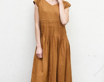 Linen Pleated Dress. Long linen dress. Linen summer dress. Colours