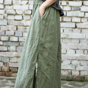 Linen Long Skirt. Skirt With Deep Pockets and Elastic Waistband. 15 ...