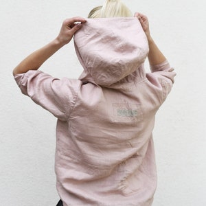 LINEN HOODIE SHIRT / linen ladies top/ linen ladies jumper/women hoodie / colors image 3