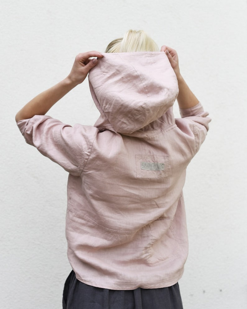 LINEN HOODIE SHIRT / linen ladies top/ linen ladies jumper/women hoodie / colors image 3