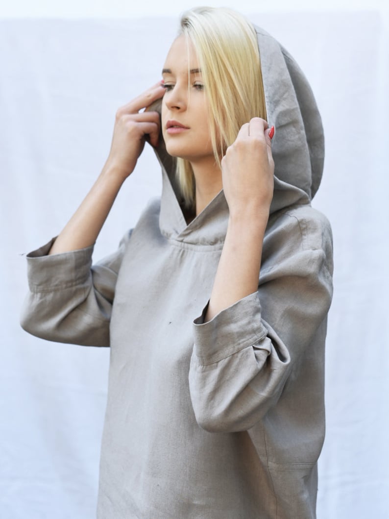 LINEN HOODIE SHIRT / linen ladies top/ linen ladies jumper/women hoodie / colors image 6