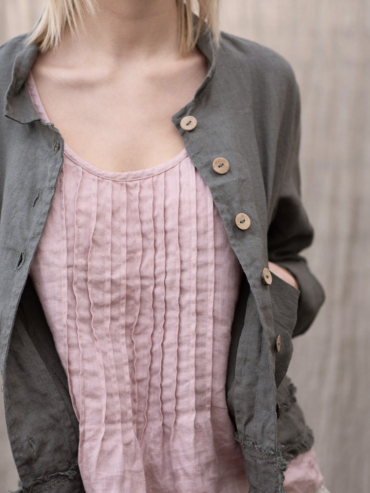 Ladies, Short, Linen Jacket. Summer Jacket With Collar. Women's Light