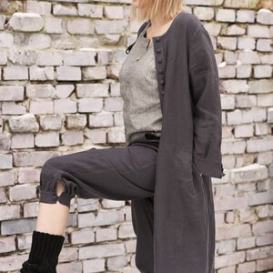 Ladies button loop fastening linen coat. Linen dress. Colours image 8