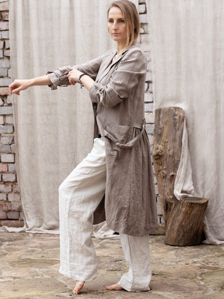 100% linen coat. Linen Trench Coat for women. Linen Duster.  Linen Jacket. Colours