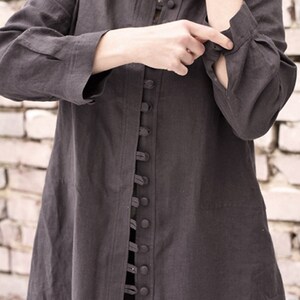 Ladies button loop fastening linen coat. Linen dress. Colours image 6