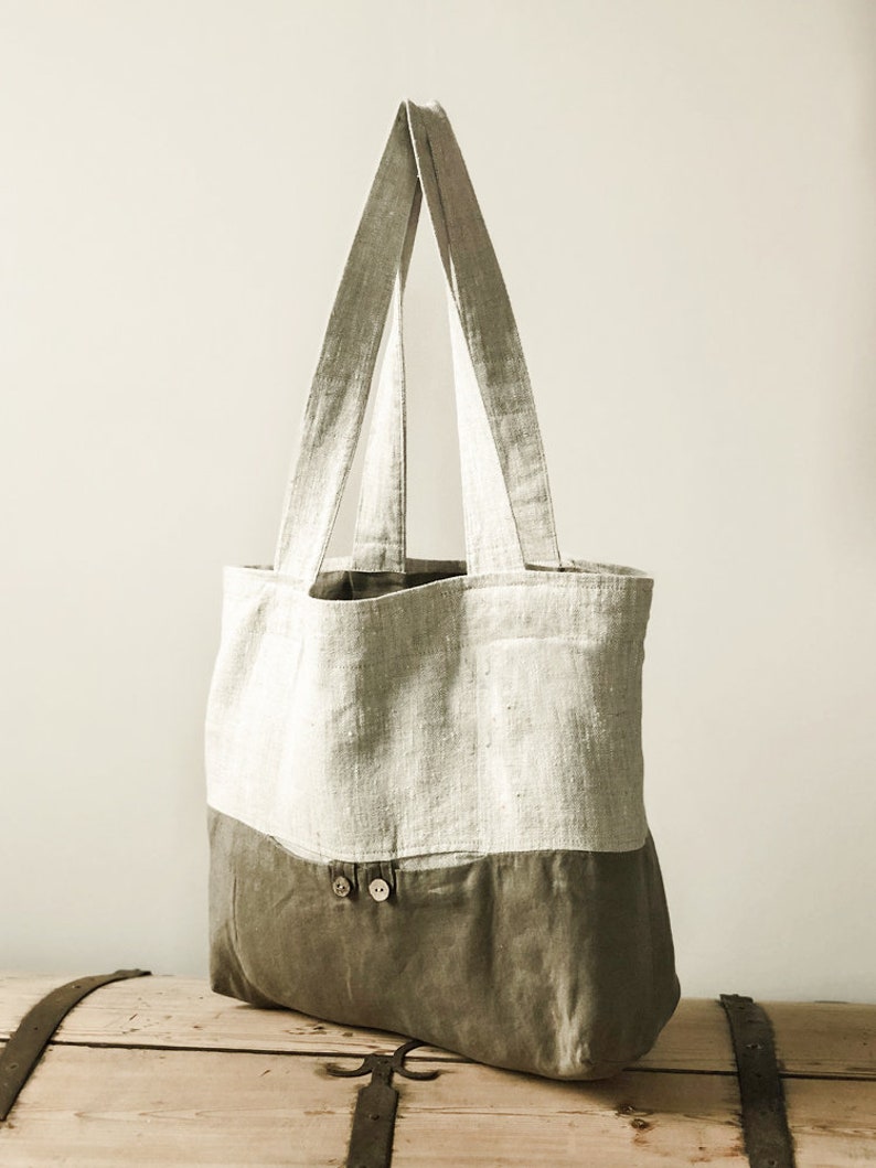 Green Linen Tote Bag Handmade Tote Bag For Women Linen | Etsy