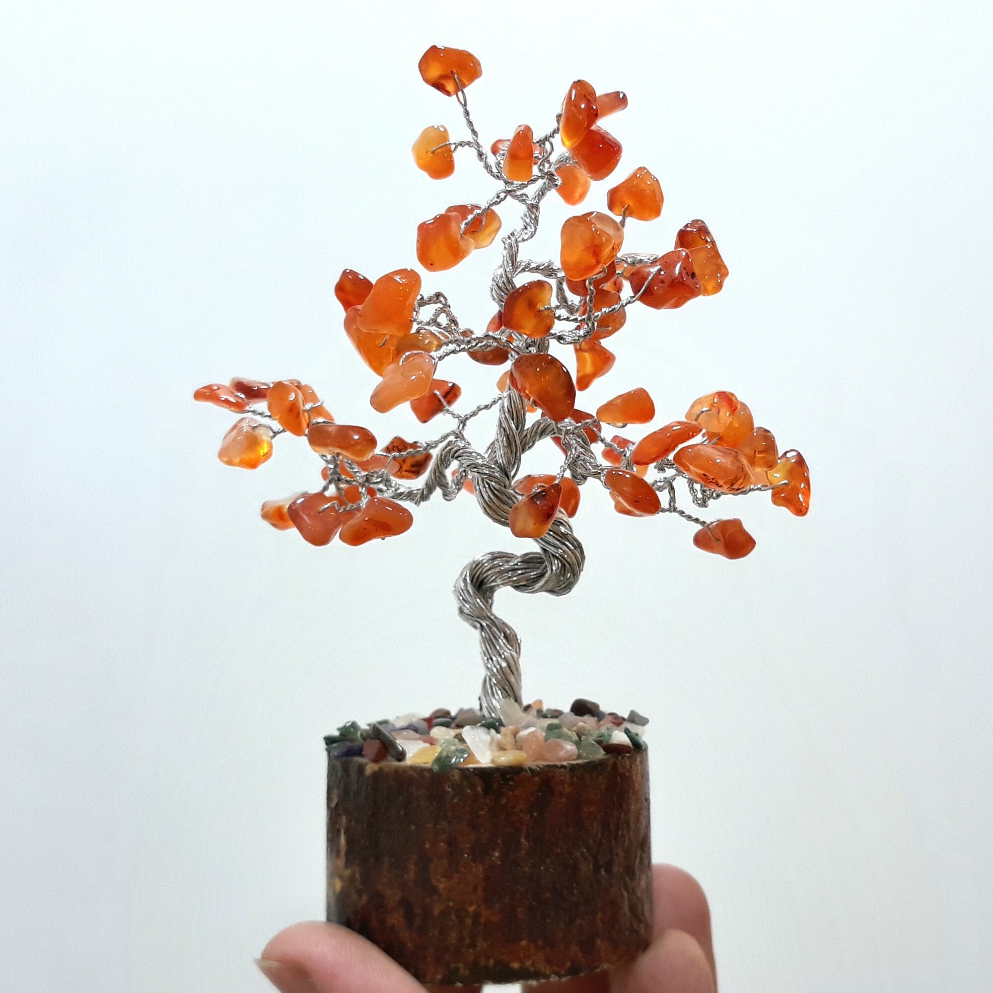 Gemstone Tree Bonsai Large sculpture Carnelian wire wrapped Etsy