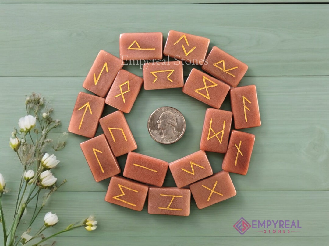 Red Aventurine Crystal Runes: Elder Futhark Divination Set - Etsy