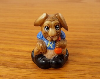 1985 Franklin Mint ~ Animal Alphabet Thimble Collection ~ Rabbit ~ Letter 'R' ~ Miniature Collectible ~ Vintage