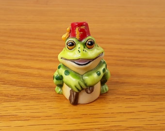 1985 Franklin Mint ~ Animal Alphabet Thimble Collection ~ Frog ~ Letter 'F' ~ Miniature Collectible ~ Vintage