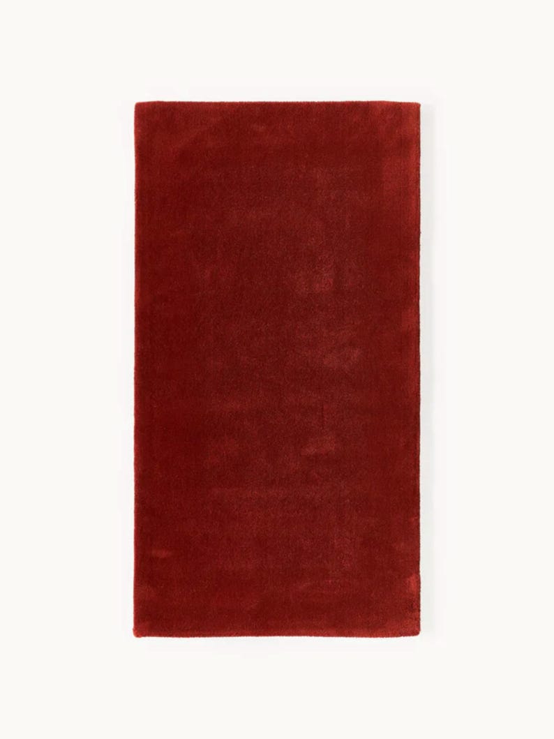 Red Wool Rug Hand Tufted Solid Minimalist Rug Scandinavian Modern Area ...