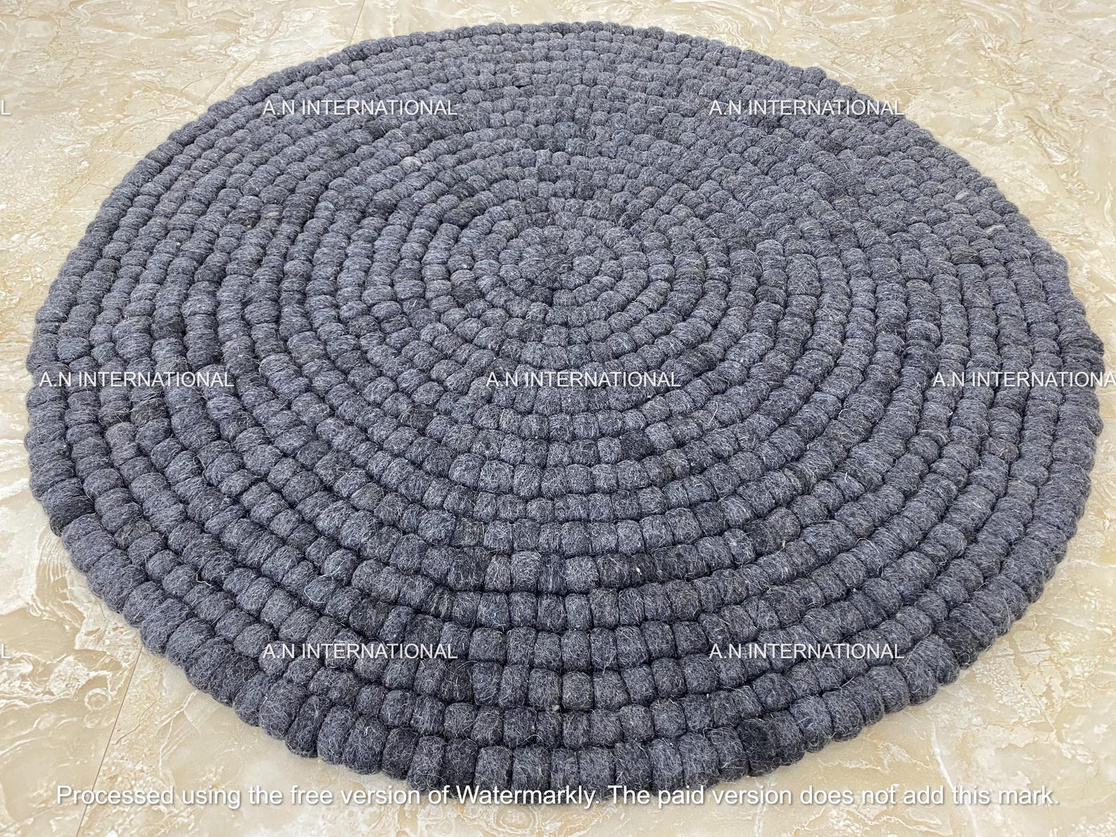 Grey Ball Rug Round, Wool Felt Ball Rug, Scandinavian Nursery Round Rug ...