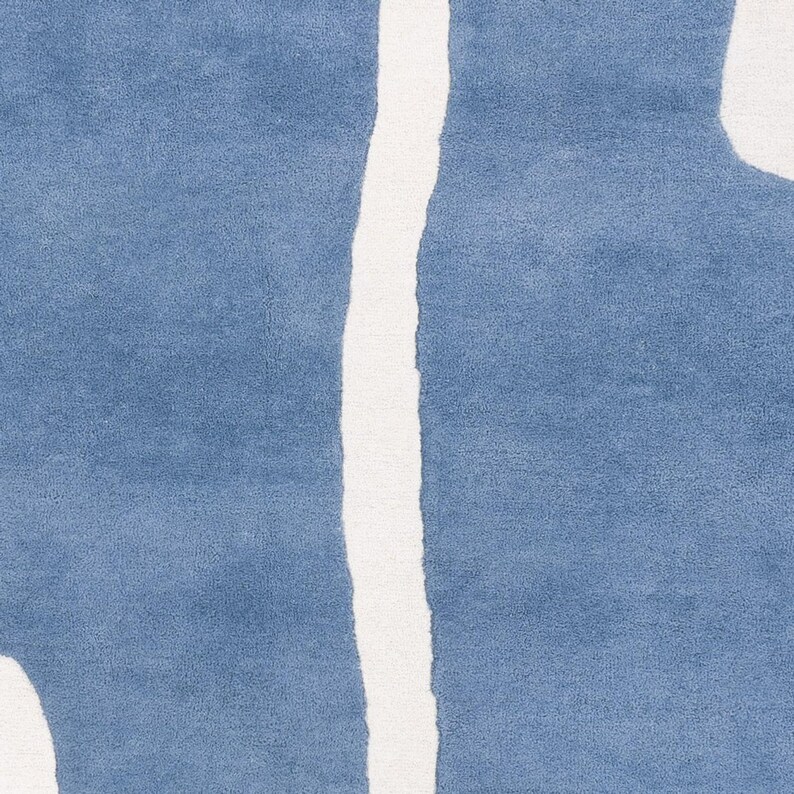 Blue Abstract Hand Tufted Rug, Modern Scandinavian Area Rug, Geometric ...
