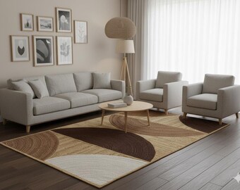 Handmade Rug Modern Jute Area Rug, Neutral Boho Rug For Living Room Decor, Natural Rugs, Custom Rugs, Indoor Rug Floor Carpet