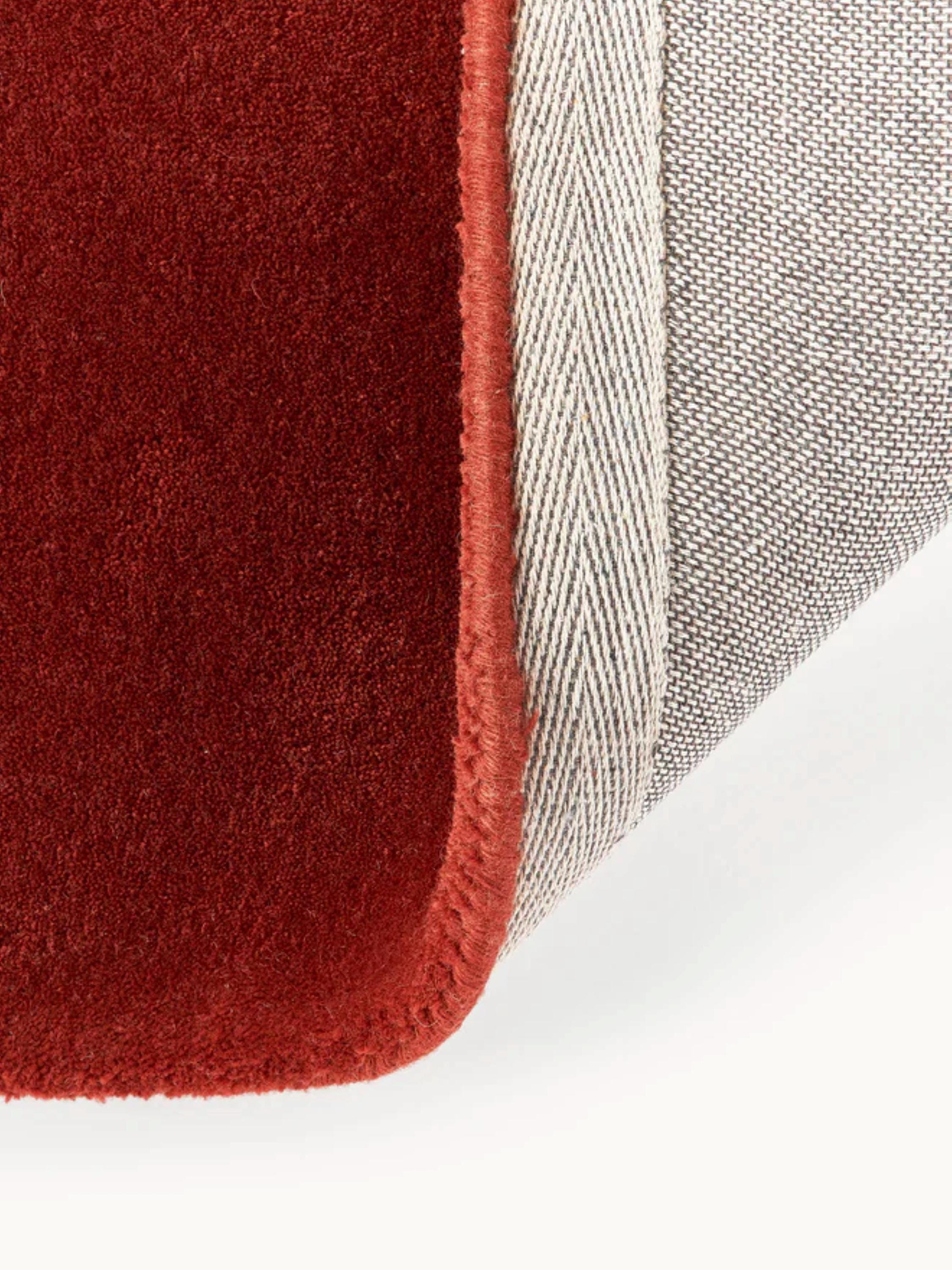 Red Fiber Rug Red Wool Rug Hand Tufted Solid Minimalist Rug Scandinavian Modern Area ...