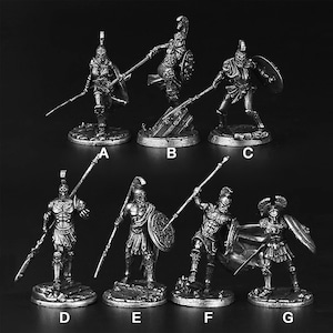 Greek warriors | Board Game Pieces | Miniature Figurine | Metal Sculpture | wargames miniatures | Humanoid Figurine | D&D