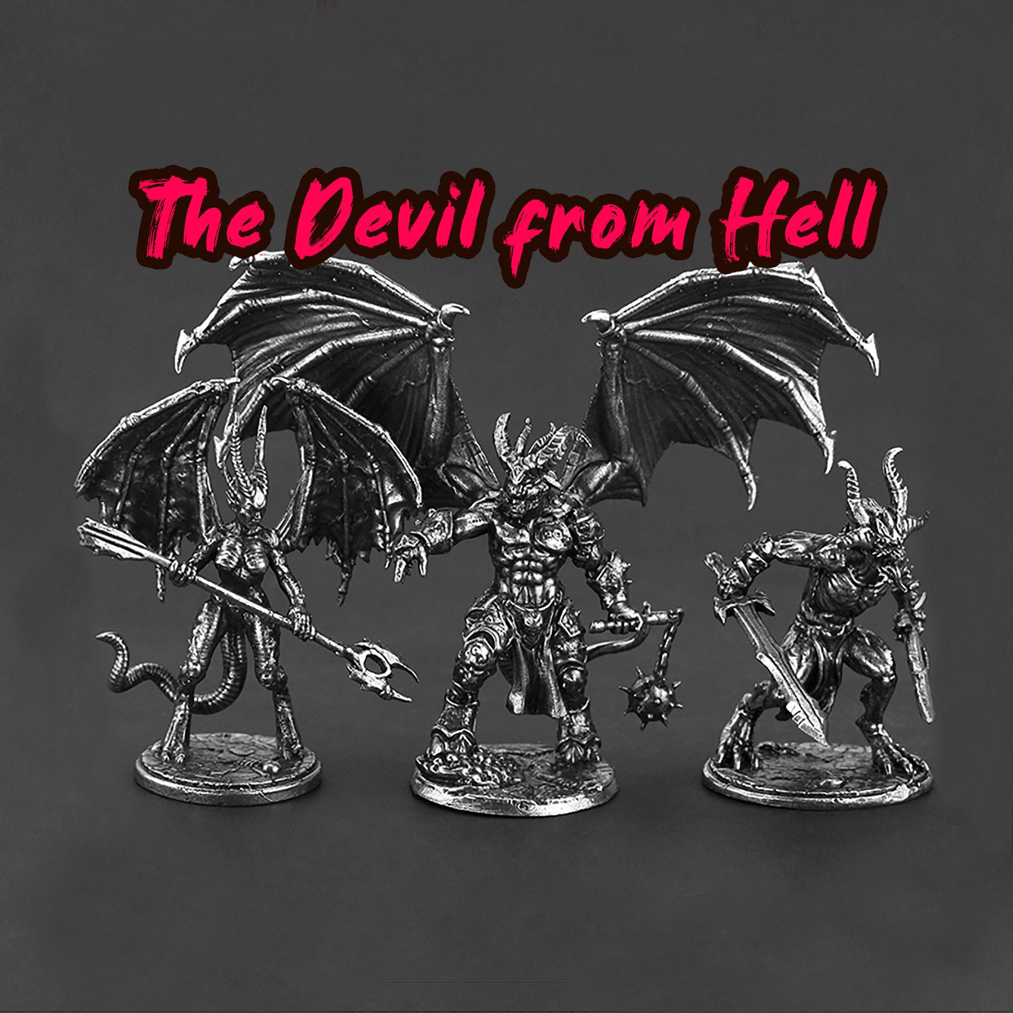 Cupronickel Devil Miniature Figurine | 3PCS Wargames Sculpture - Etsy