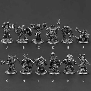 Gnomish Dwarf Soldier | Board Game Pieces | Miniature Figurine | 12PCS | Metal Sculpture | Humanoid Figurine | wargames miniatures