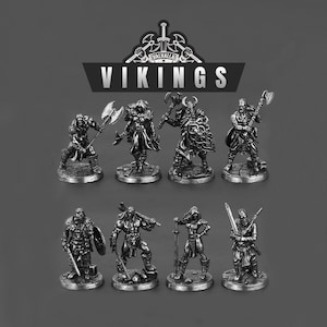 Viking Figure | Pirate | Halvar | Board Game Pieces | Miniature Figurine | 9pcs | Metal Sculpture | Wargames miniatures | Humanoid Figurine
