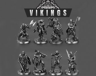 Kupfernickel Wikinger Miniatur Figuren | Brettspielfiguren, Wargames Miniaturen (9 Stück)