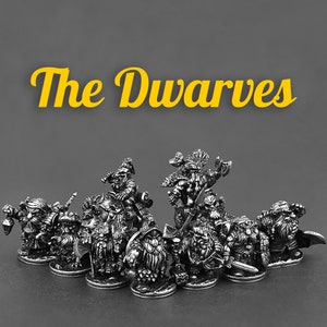 The Dwarves | Dwarf Soldier | Board Game Pieces | Miniature Figurine | Metal Sculpture | wargames miniature | Humanoid Figurine