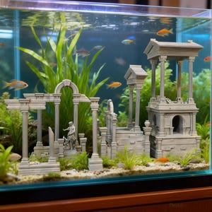 Artemis Temple Ruins Resin Sculpture | For Tabletops, Aquariums & Wargaming (Fits 450×350mm Space)