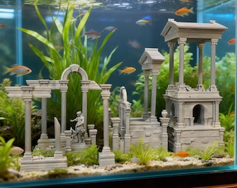 Artemis Tempelruine Resin Skulptur | Für Tabletops, Aquarien & Wargaming (Passend für 450×350 mm Space)