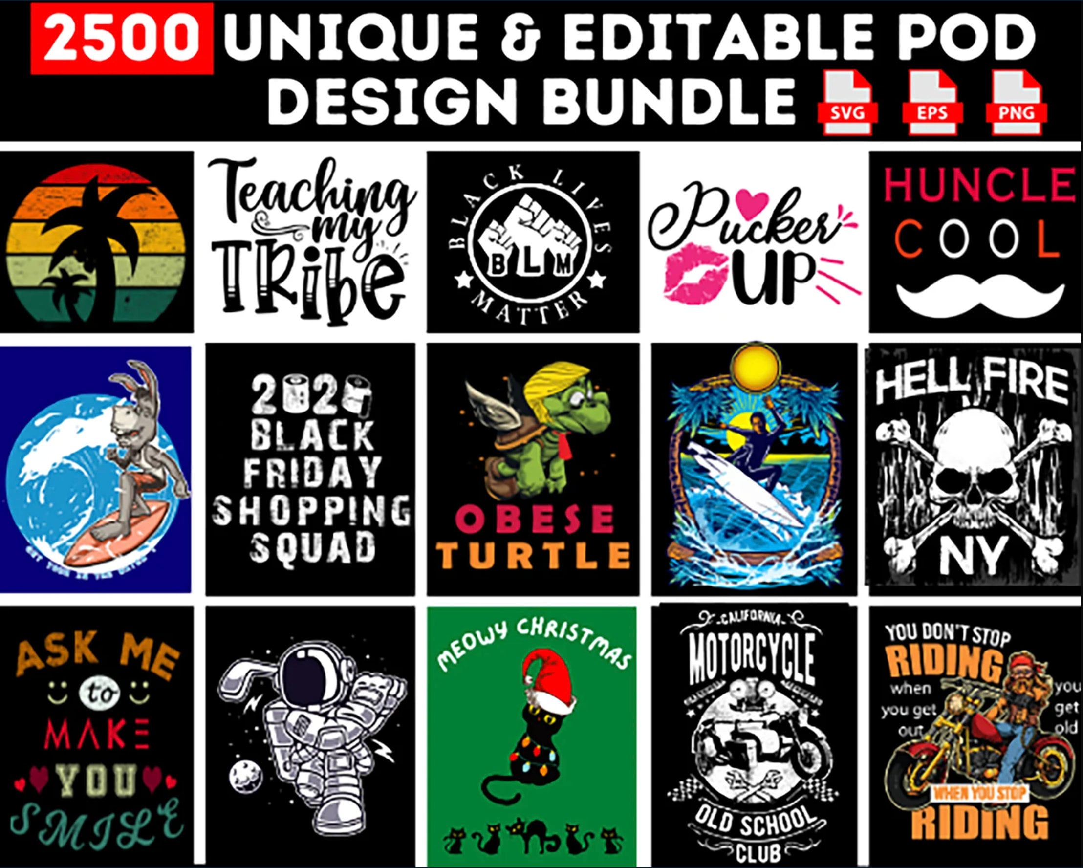 2500 Editable Tshirt Design Bundle in Evergreen Niches Etsy