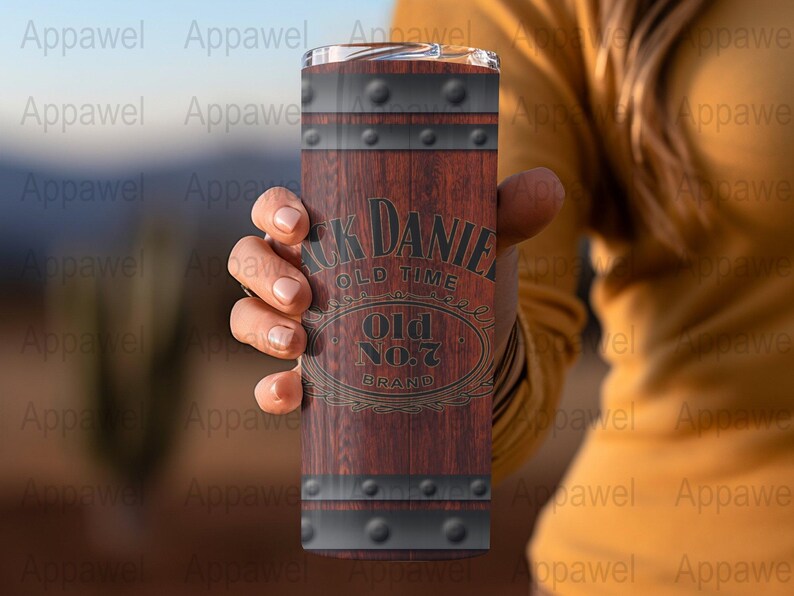 Rustic Wood Barrel Tumbler Design, Vintage Whiskey Inspired Tumbler