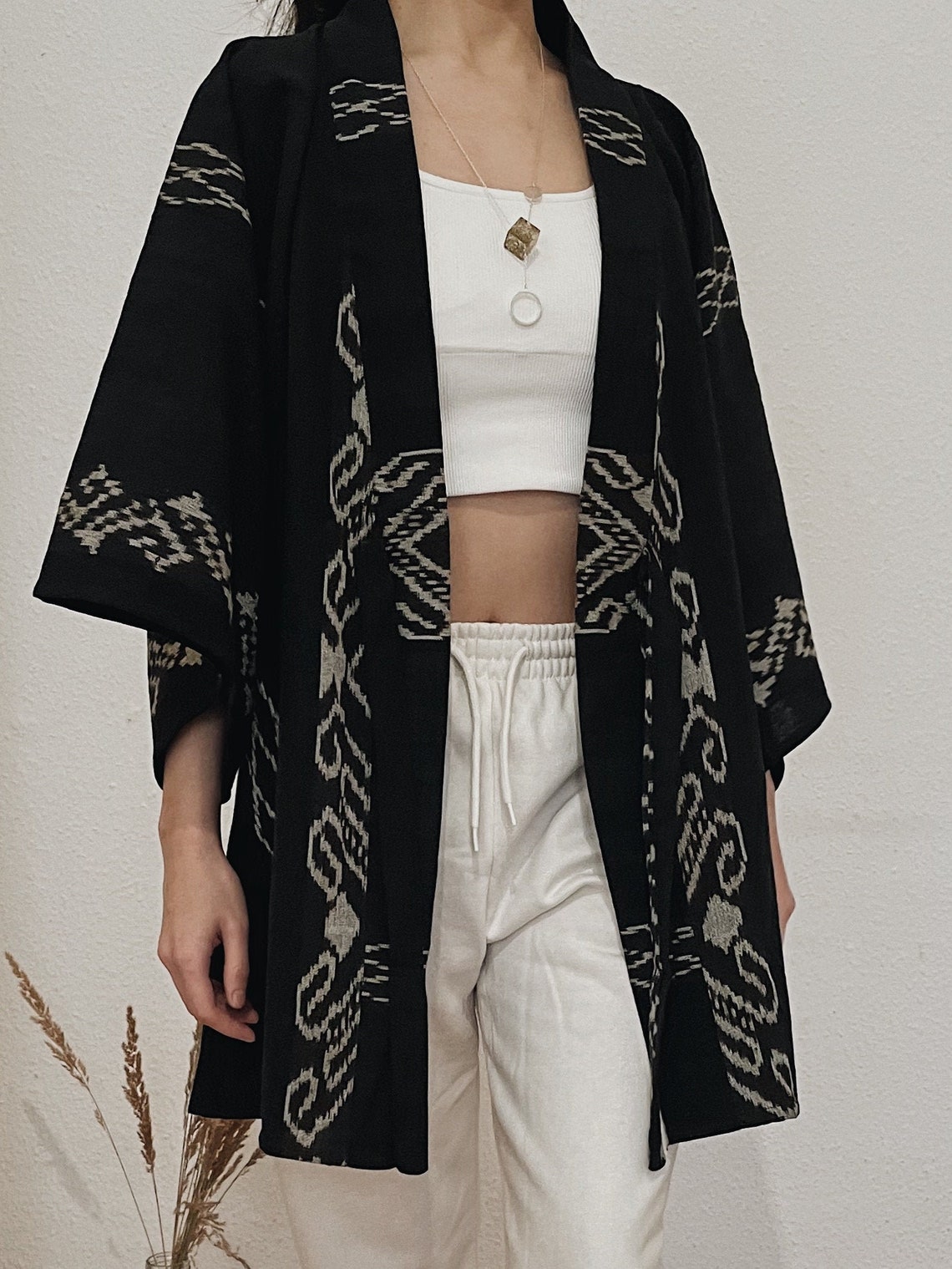 Kimono Cotton Outer Traditional Stripe Pattern Indonesian Etsy