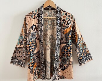 Batik Kimono Jacket: Handcrafted Cotton Blend Sekar Design