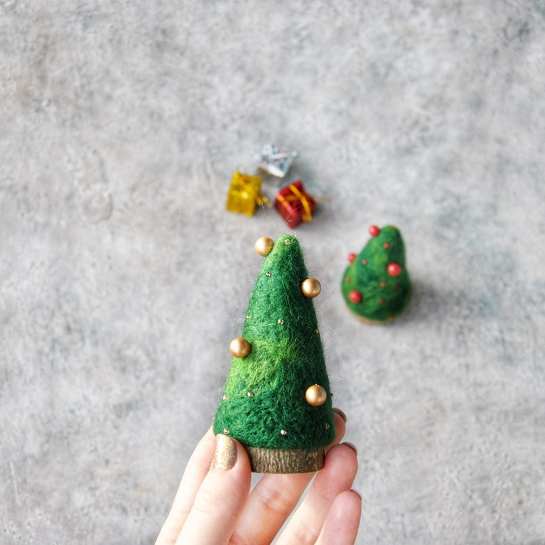 Needle felted christmas tree ornaments/Felt trees Etsy
