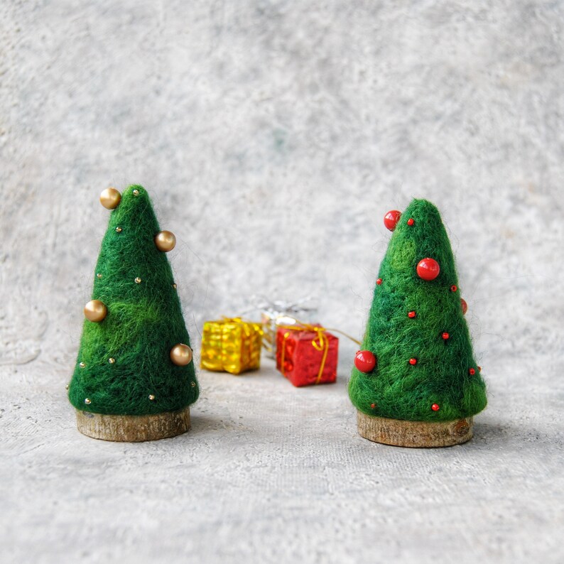 Needle felted christmas tree ornaments/Felt trees Etsy